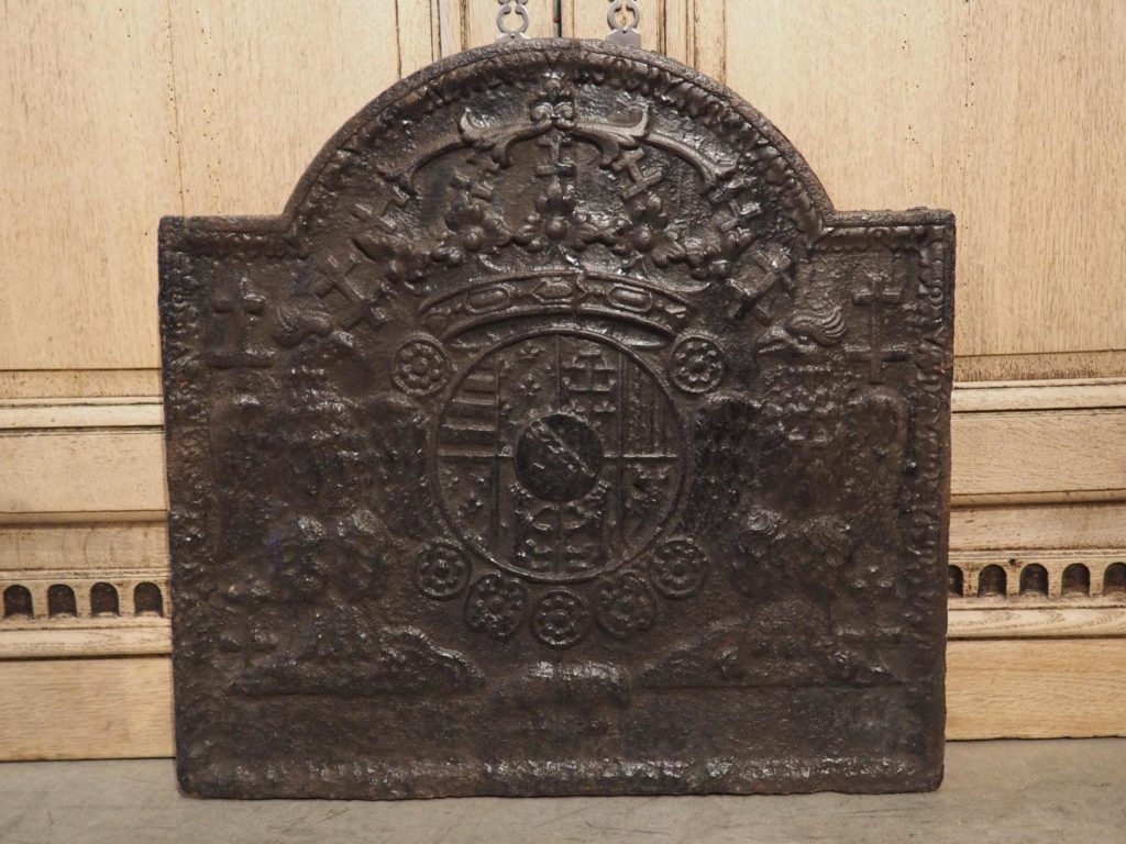 Early 1800s Heraldic Cast Iron Fireback from France - Le Louvre French ...