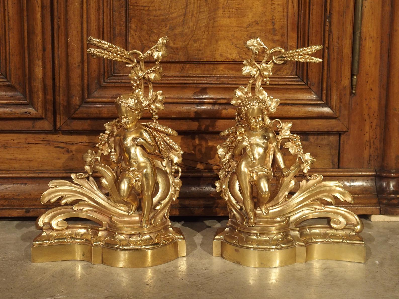 Fine Quality Large Antique French Gothic Gilt Bronze & Mahogany