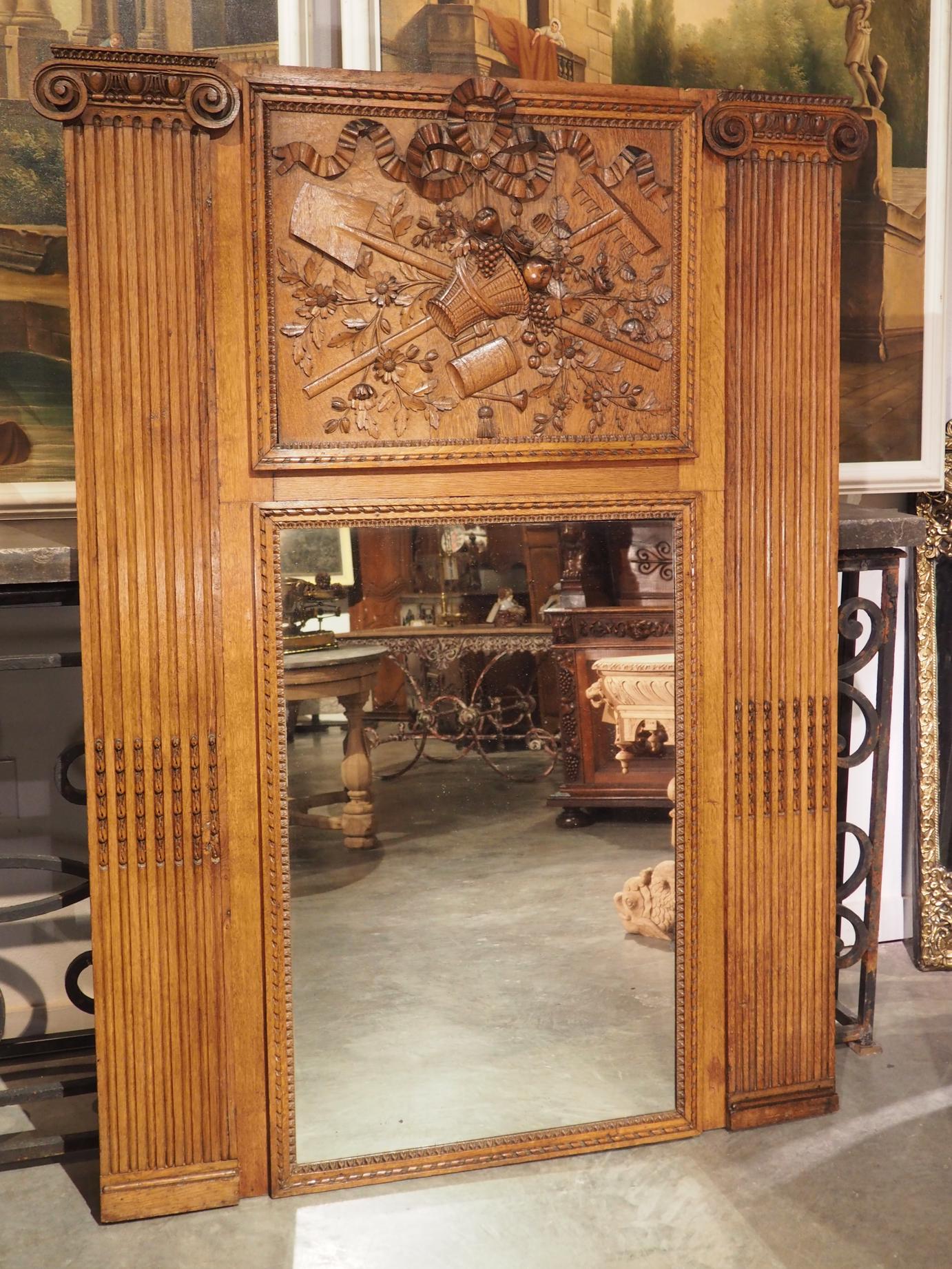 Large 19th Century Gilt Wood Bow Cartouche Mirror