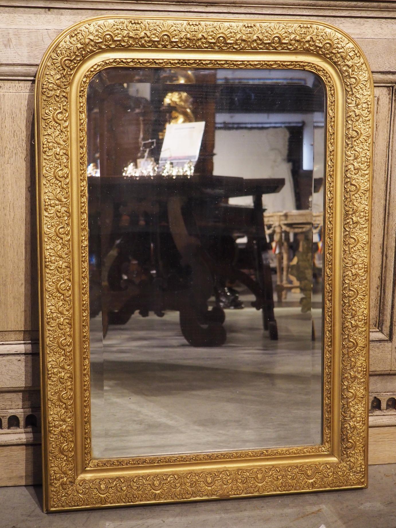A Tall Antique Gold Leaf Louis Philippe Mirror from France, 19th Century -  Le Louvre French Antiques