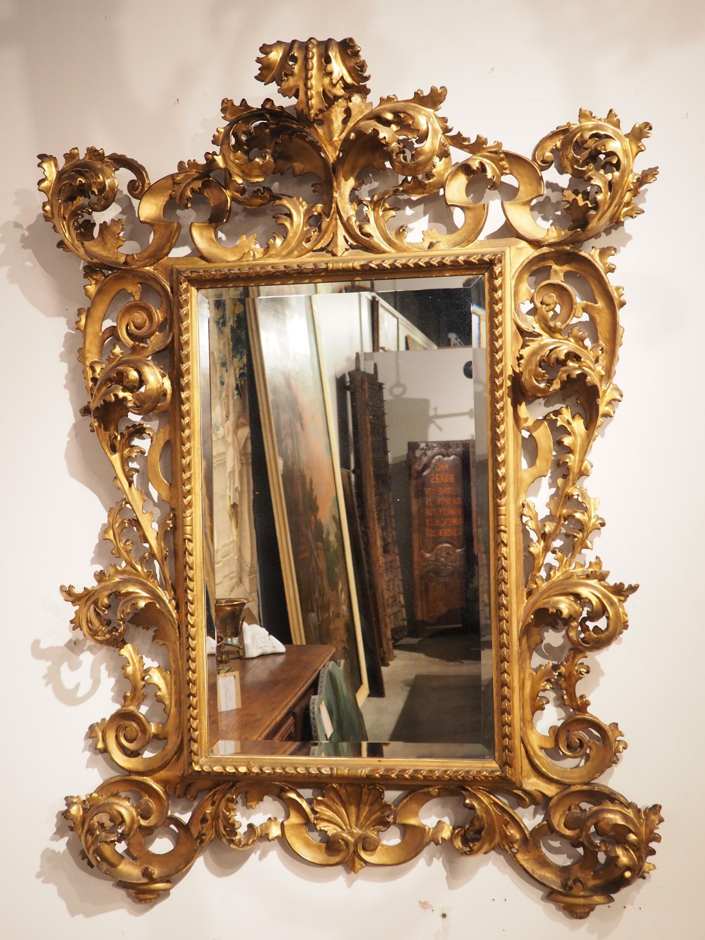 Large 19th Century Gilt Wood Bow Cartouche Mirror