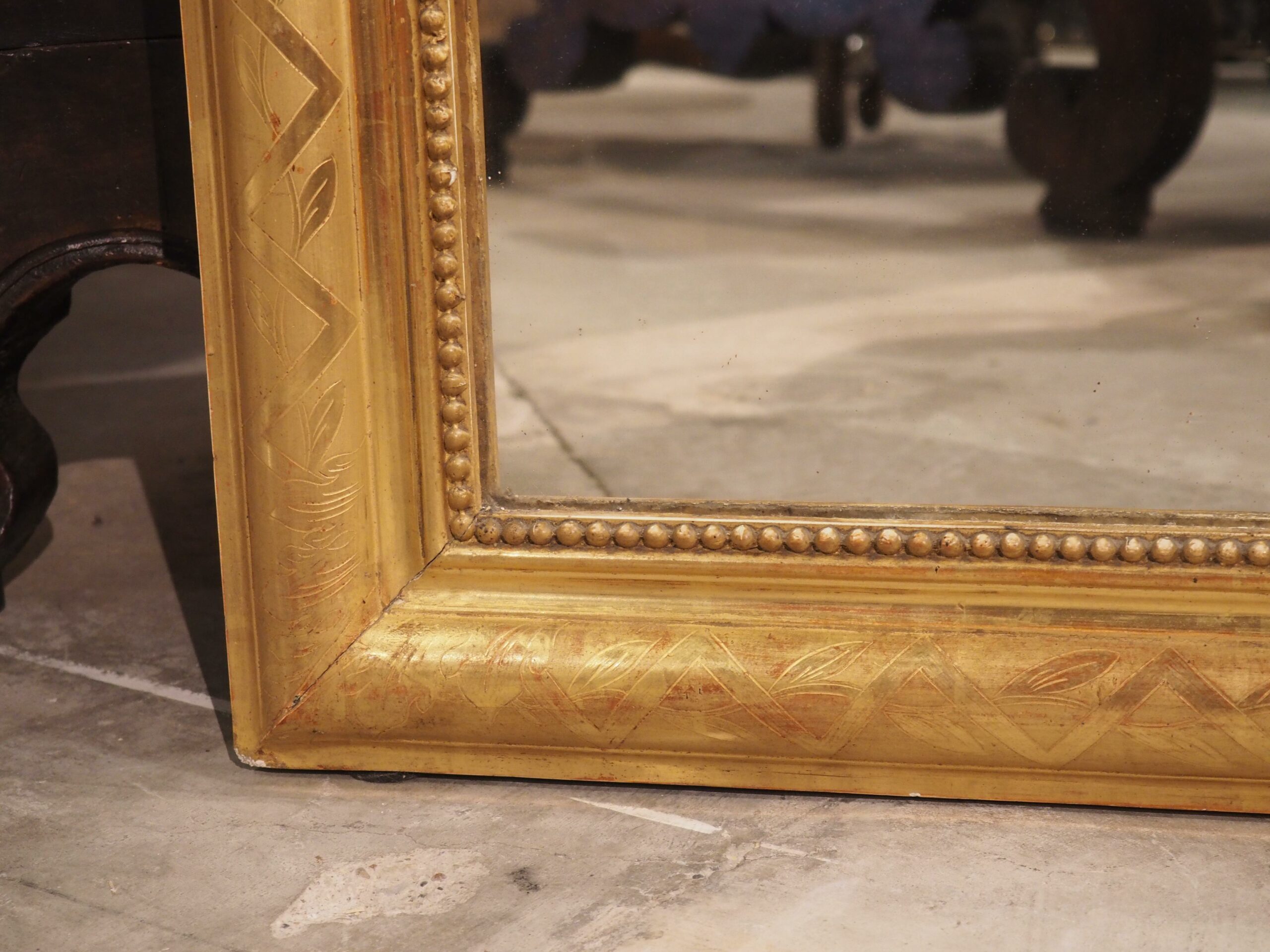 Antique 19th Century Gold Leaf Gilt French Louis Philippe Mirror