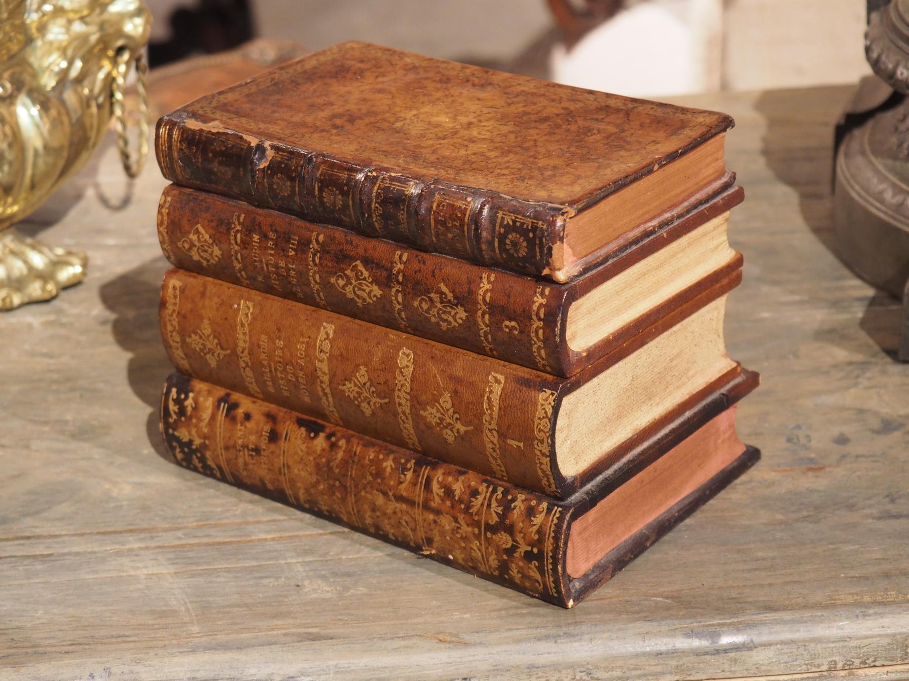 19th Century French Leather Book Stack Cave À Liqueur - Le Louvre French  Antiques