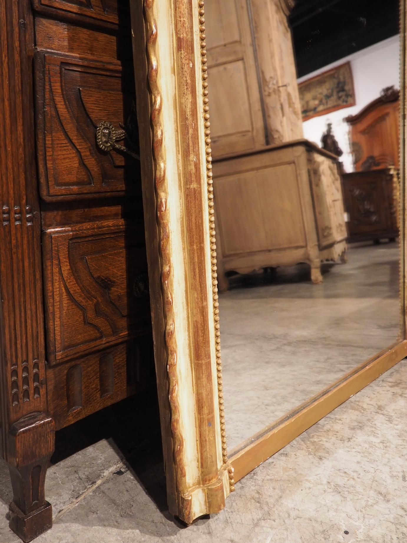 1800s French Chippy Paint Louis Philippe Mirror