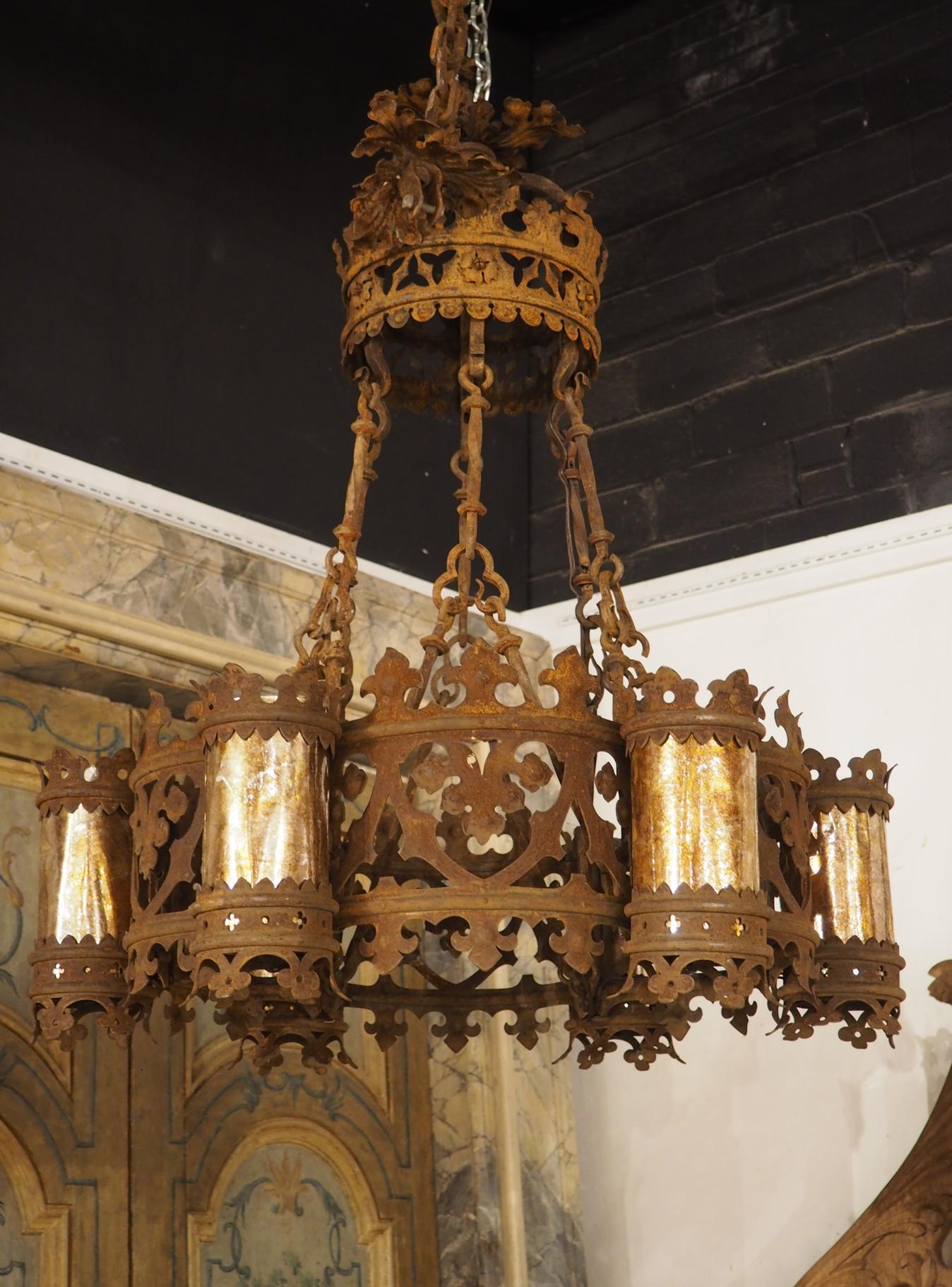 Stunning 8-arm Brass and Crystal Chandelier Made in Spain