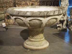 Very Large Round French Carved Stone Pot/Planter/Fountain — The Elemental  Garden