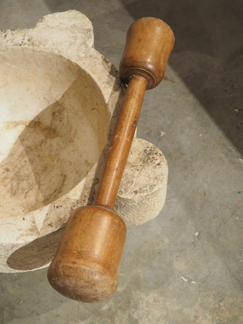 Oversized French 18th Century Carved and Hammered Stone Mortar with Pestle - Image 10