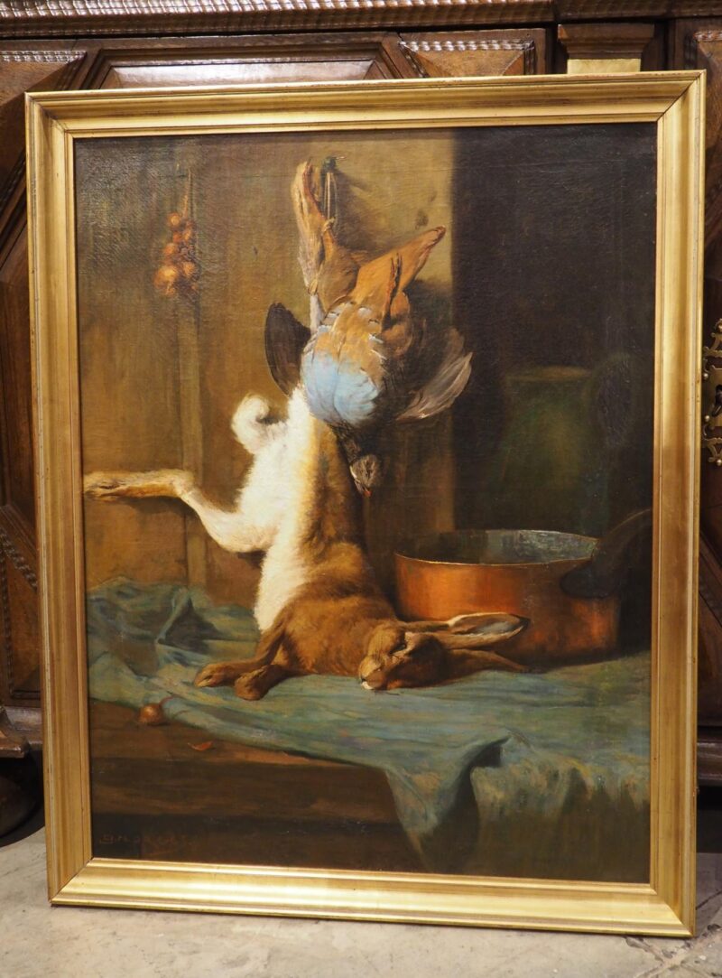 19th Century French Nature Morte Oil Painting in Giltwood Frame, Signed Georges