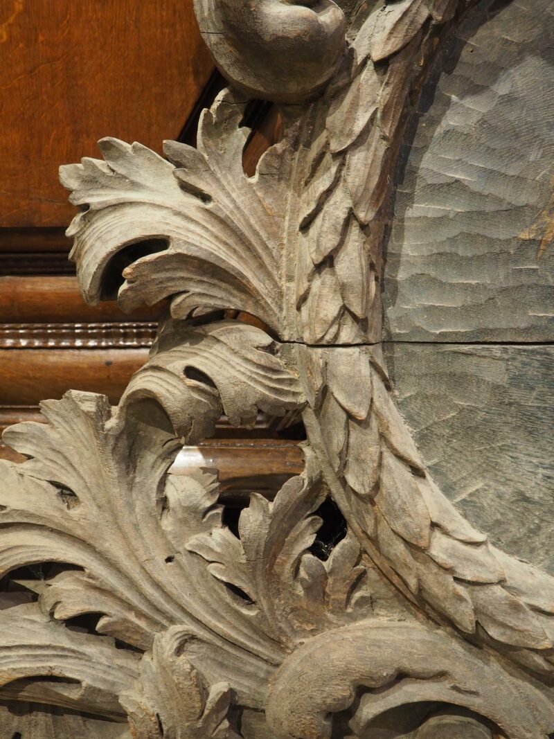 18th Century French Carved Oak Chateau Overdoor with Central Coat of Arms - Image 9