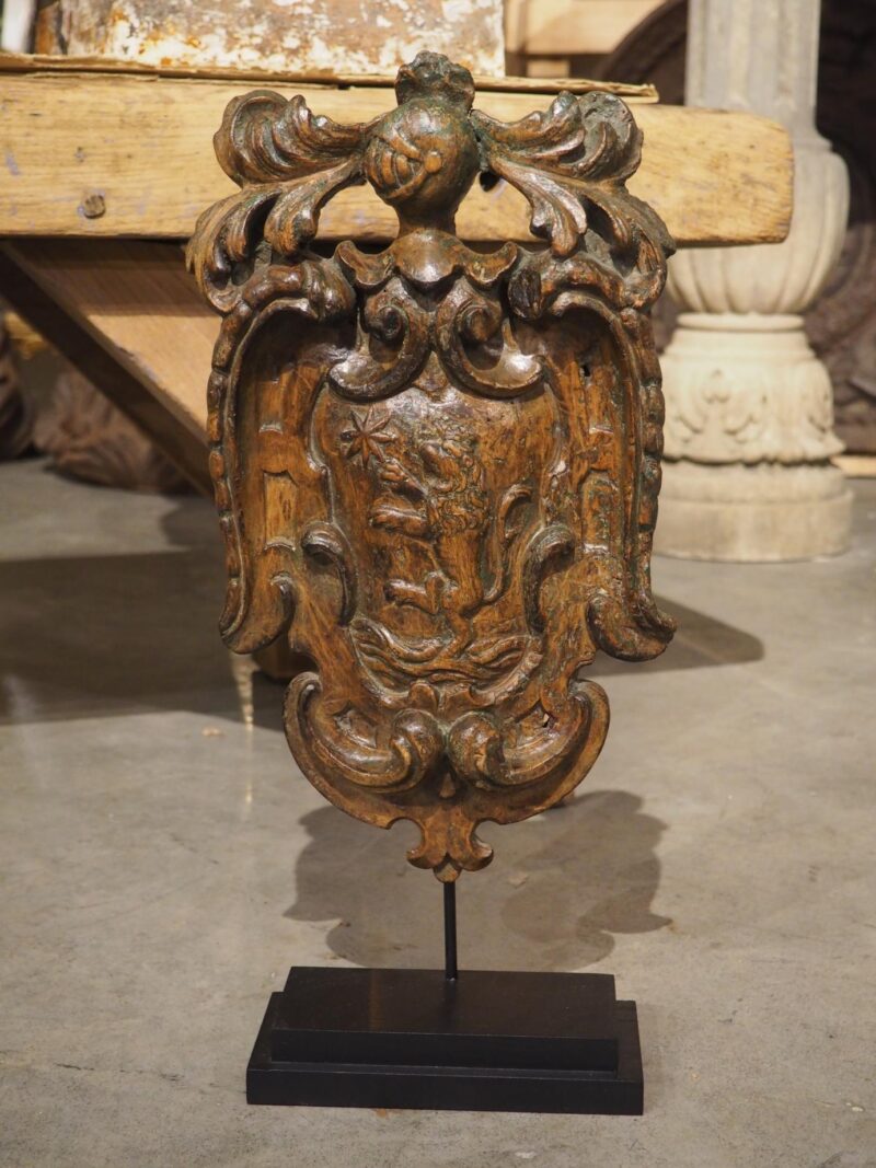 17th Century Dutch Wooden Coat of Arms Cartouche on Stand - Image 3