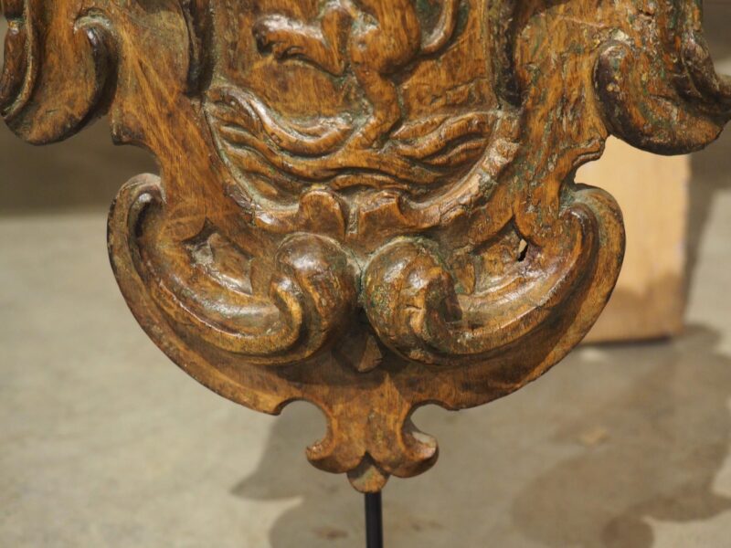 17th Century Dutch Wooden Coat of Arms Cartouche on Stand - Image 6