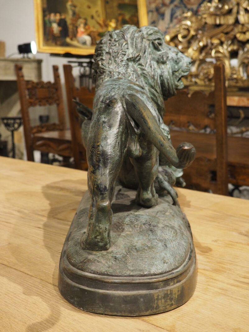 Large Antique Bronze, The Lion of Senegal Attacking an Antelope-Delabrierre 1866 - Image 14