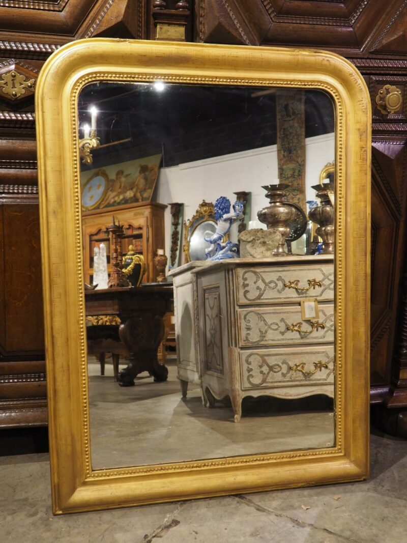 Circa 1850 French Gold Louis Philippe Mirror with Greek Key Motif - Image 3