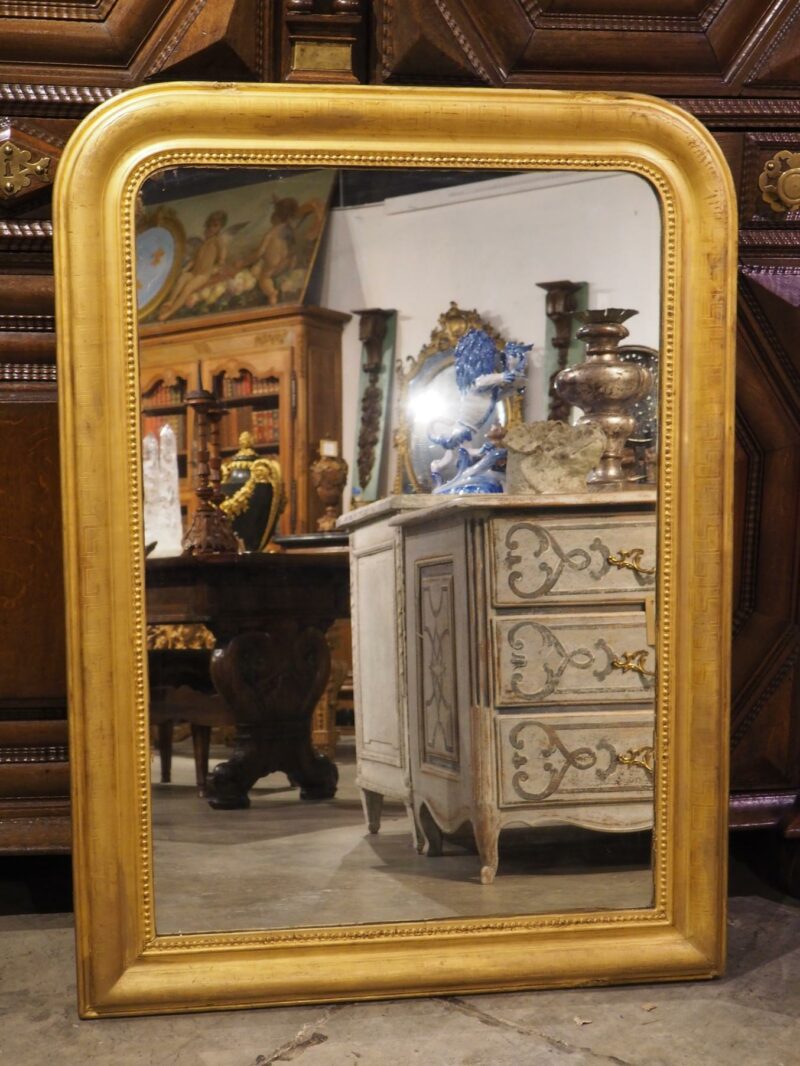 Circa 1850 French Gold Louis Philippe Mirror with Greek Key Motif