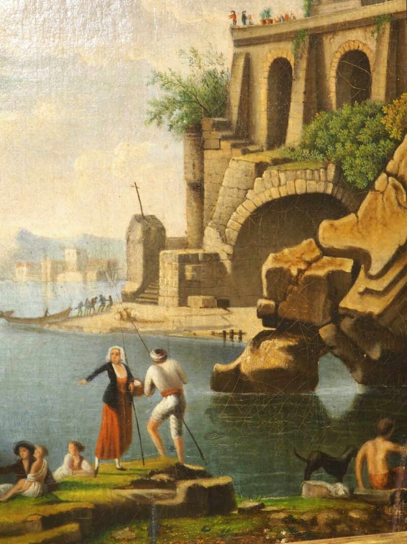 18th Century French Port Scene Oil Painting from Provence - Image 11