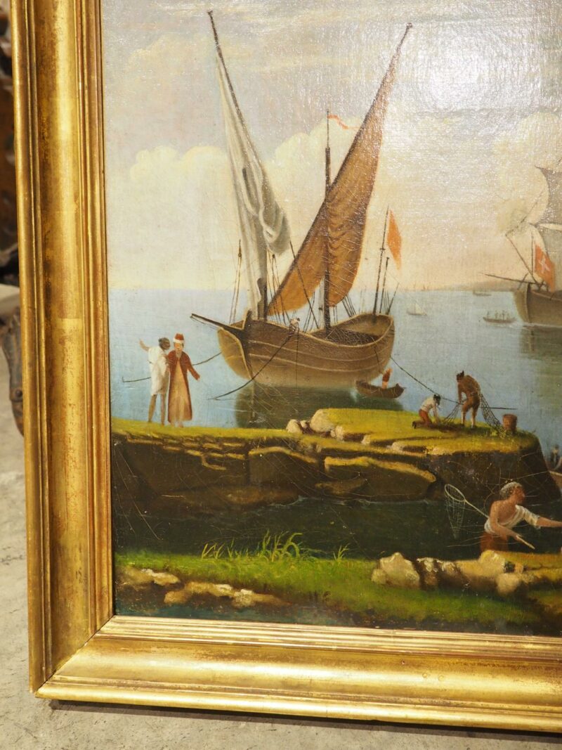 18th Century French Port Scene Oil Painting from Provence - Image 14