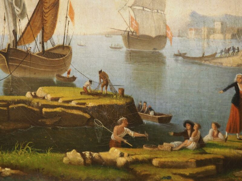 18th Century French Port Scene Oil Painting from Provence - Image 22