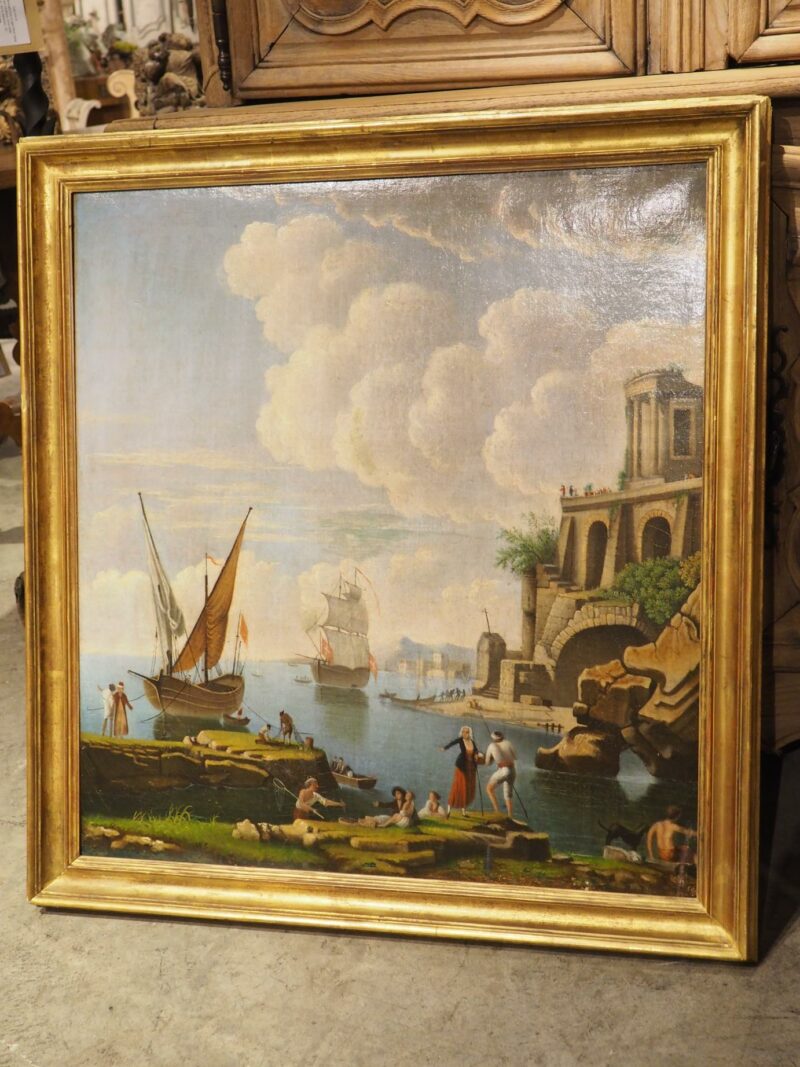 18th Century French Port Scene Oil Painting from Provence - Image 7