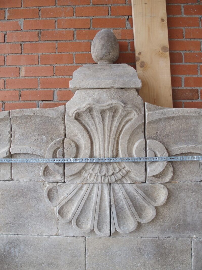 A Grand Carved Limestone 2-Spout Italian Villa Wall Fountain with Arched Basin - Image 14