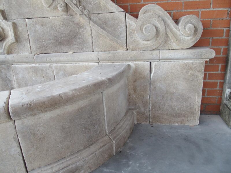 A Grand Carved Limestone 2-Spout Italian Villa Wall Fountain with Arched Basin - Image 15