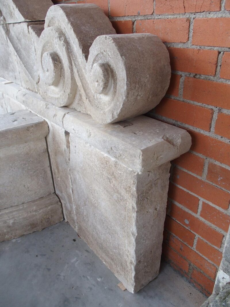 A Grand Carved Limestone 2-Spout Italian Villa Wall Fountain with Arched Basin - Image 17