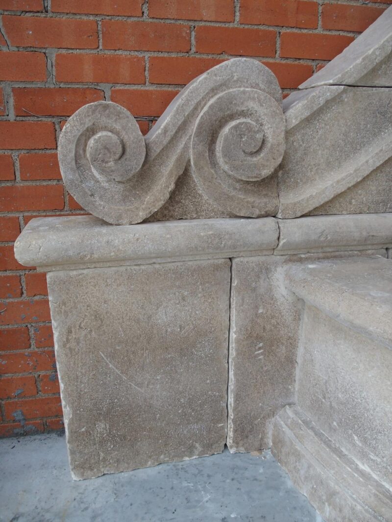 A Grand Carved Limestone 2-Spout Italian Villa Wall Fountain with Arched Basin - Image 7