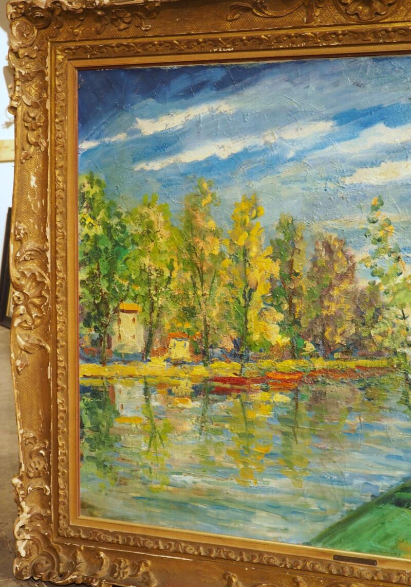 “Rivière La Marne”, 20th Century French Oil on Canvas Painting by Ducatel - Image 3