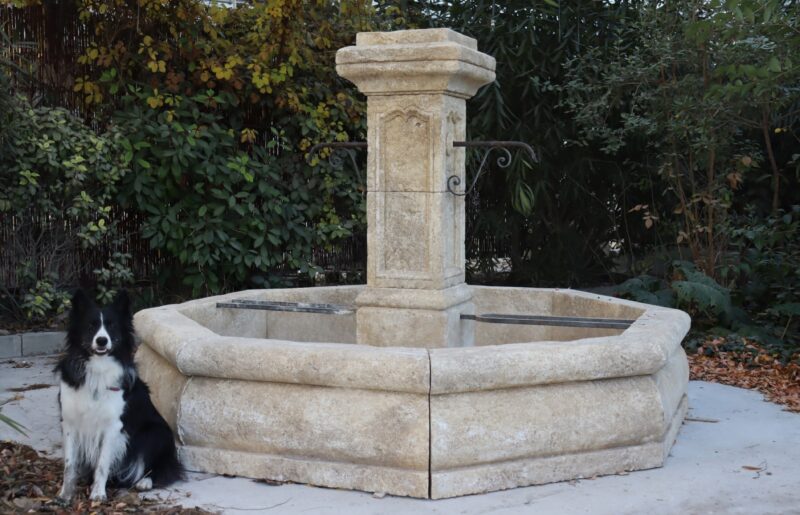 Large Octagonal Limestone Center Fountain from Provence, France, 88.5" Diameter - QTY 2