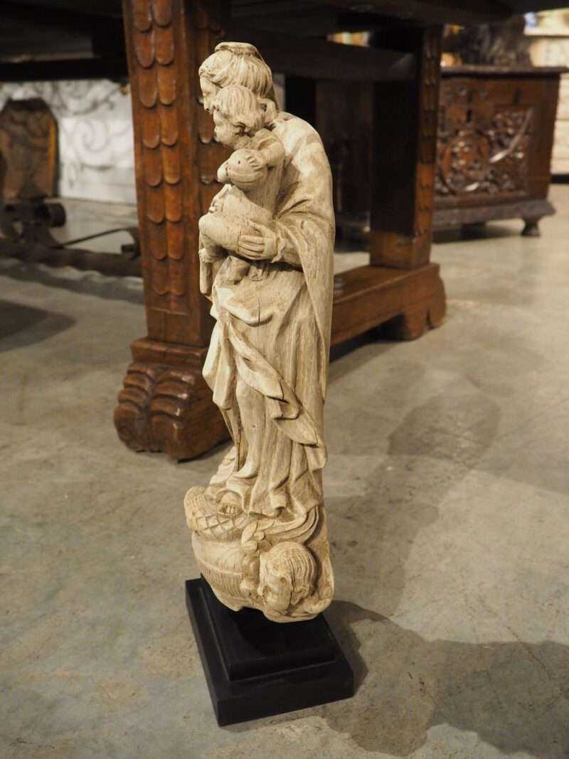 18th Century French Oak Sculpture of Madonna and Child - Image 2