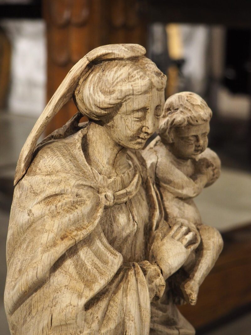 18th Century French Oak Sculpture of Madonna and Child - Image 11