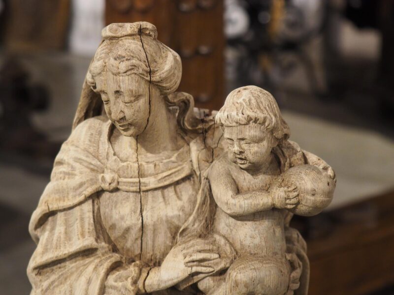 18th Century French Oak Sculpture of Madonna and Child - Image 5