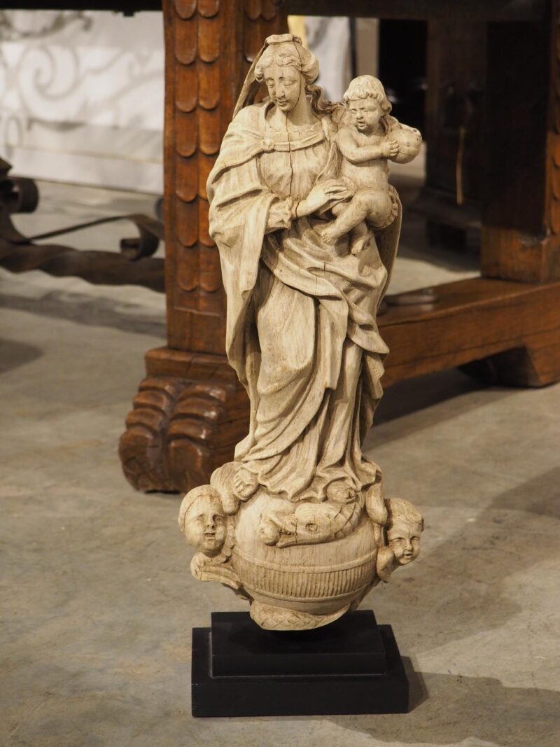 18th Century French Oak Sculpture of Madonna and Child