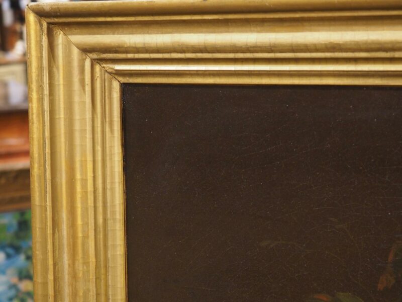 19th Century French School Nature Morte Oil on Canvas Painting in Giltwood Frame - Image 4