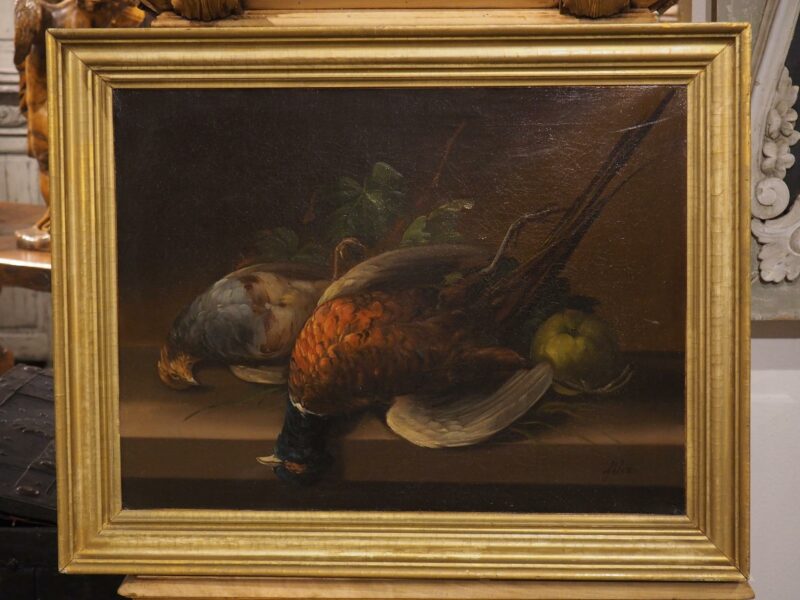 19th Century French School Nature Morte Oil on Canvas Painting in Giltwood Frame