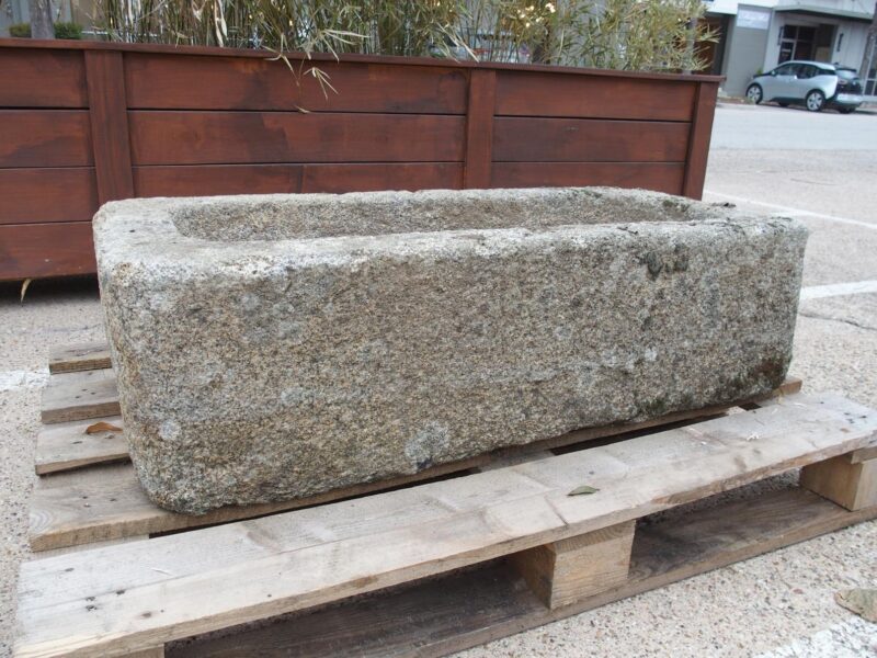 Antique Carved Granite Farm Trough from Normandy, France, 19th Century