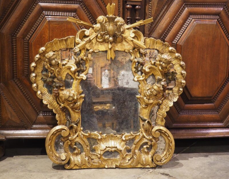 A Baroque Period Giltwood Altar Mirror from Dijon, France, Late 17th Century