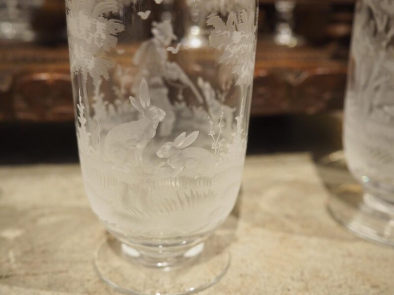 19th Century French Black Forest Cave A Liqueur with Etched Glass Hunting Motifs - Image 2