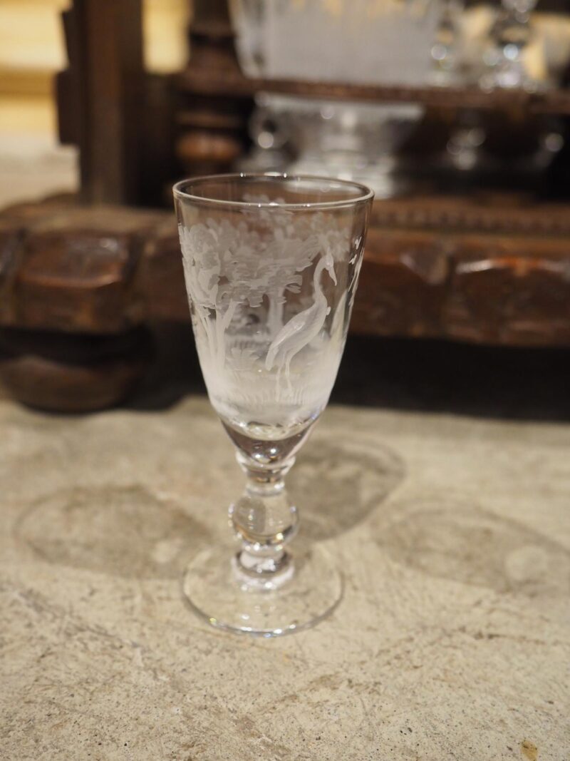 19th Century French Black Forest Cave A Liqueur with Etched Glass Hunting Motifs - Image 16