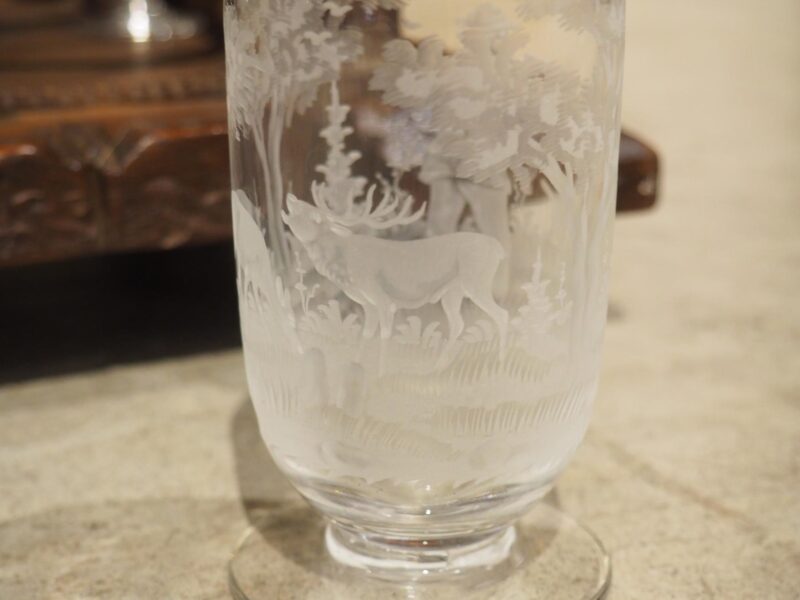 19th Century French Black Forest Cave A Liqueur with Etched Glass Hunting Motifs - Image 5