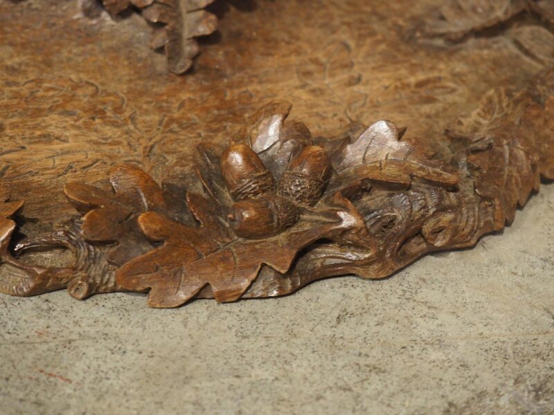 Antique French Black Forest Carved Inkwell with Oak Leaves and Birds, Circa 1890 - Image 6