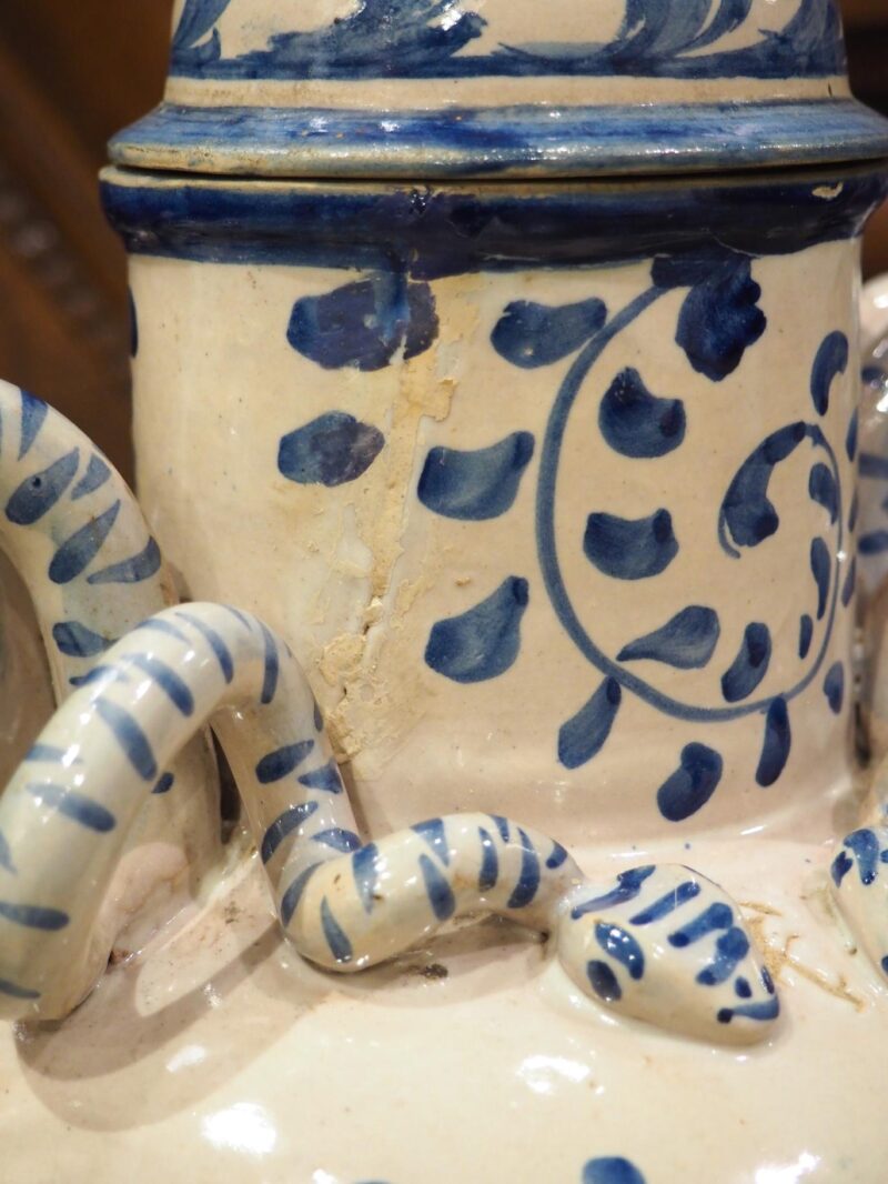 Antique Blue and White Lidded Vases from Savona, Italy, Circa 1800 - Image 14