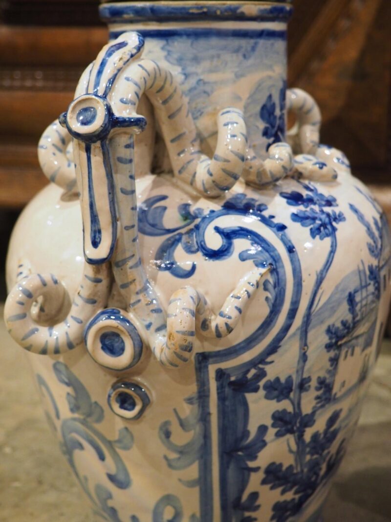 Antique Blue and White Lidded Vases from Savona, Italy, Circa 1800 - Image 18