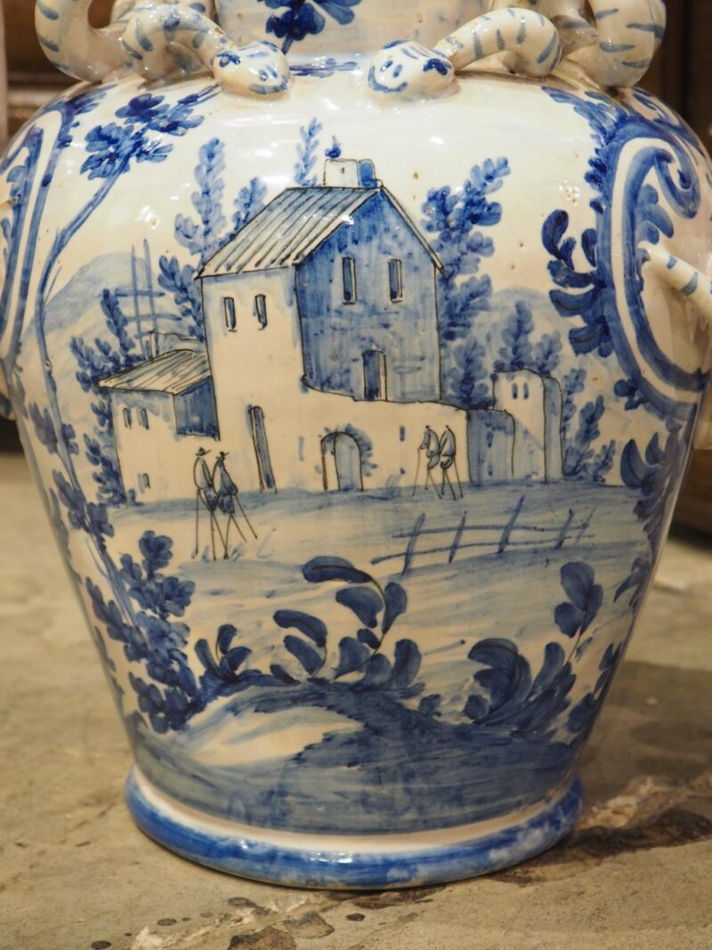 Antique Blue and White Lidded Vases from Savona, Italy, Circa 1800 - Image 8