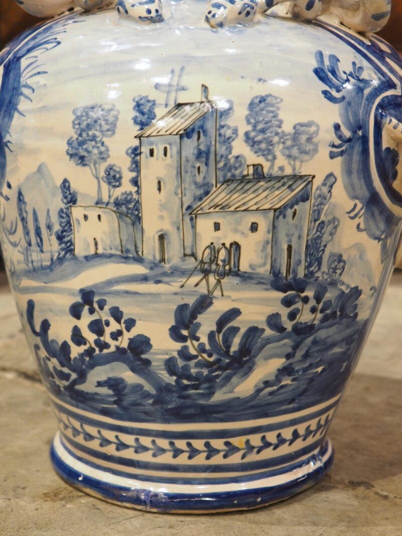 Antique Blue and White Lidded Vases from Savona, Italy, Circa 1800 - Image 9