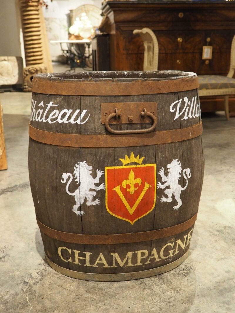 Chateau Villaret French Antique Champagne Barrel or Planter, Circa 1920s - Image 6