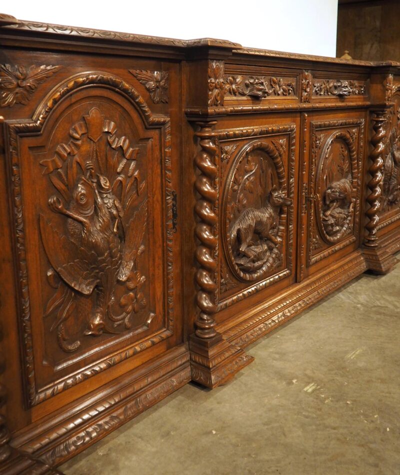 A Long Antique French Oak Hunting Lodge Buffet Enfilade, Circa 1890 - Image 12