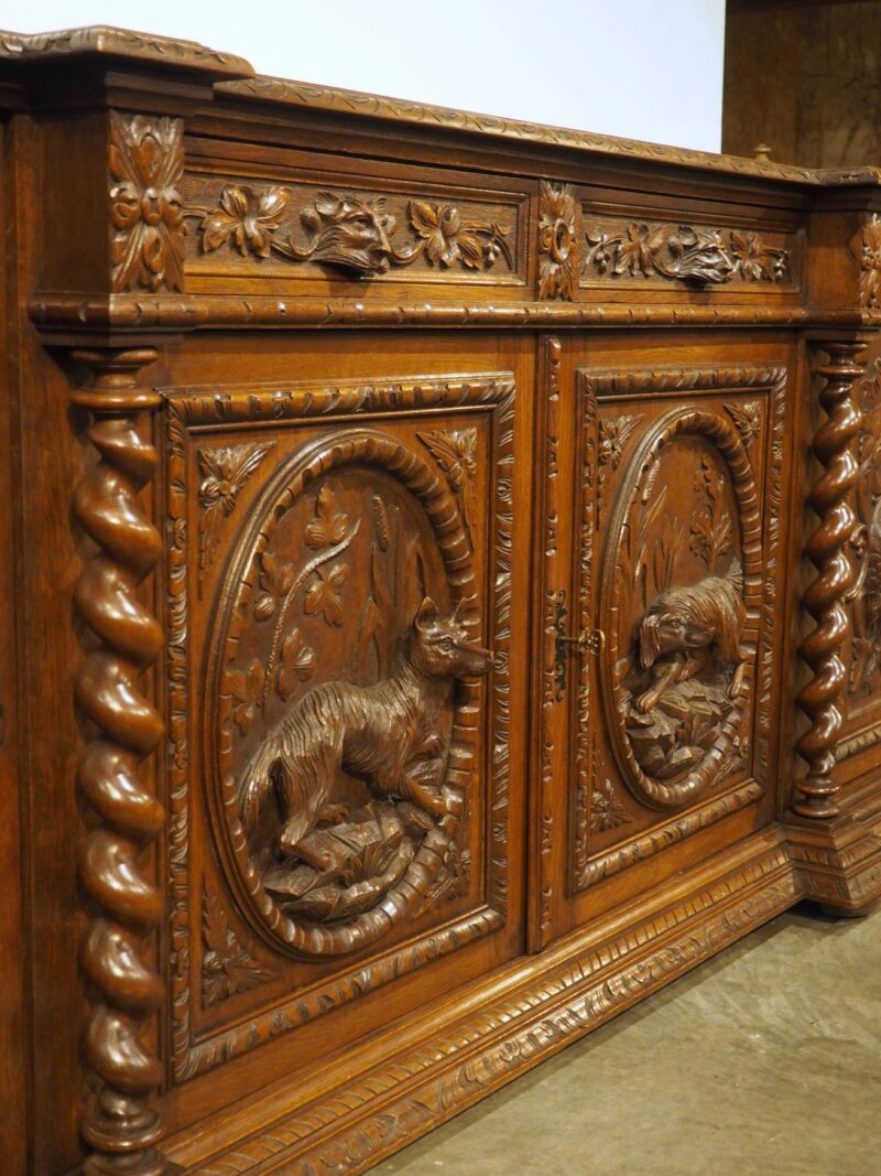 A Long Antique French Oak Hunting Lodge Buffet Enfilade, Circa 1890 - Image 13