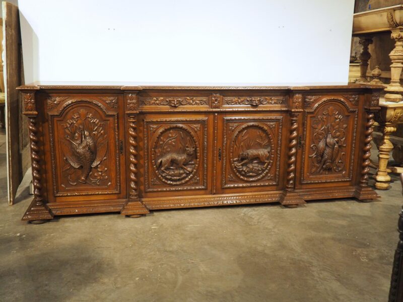 A Long Antique French Oak Hunting Lodge Buffet Enfilade, Circa 1890 - Image 18