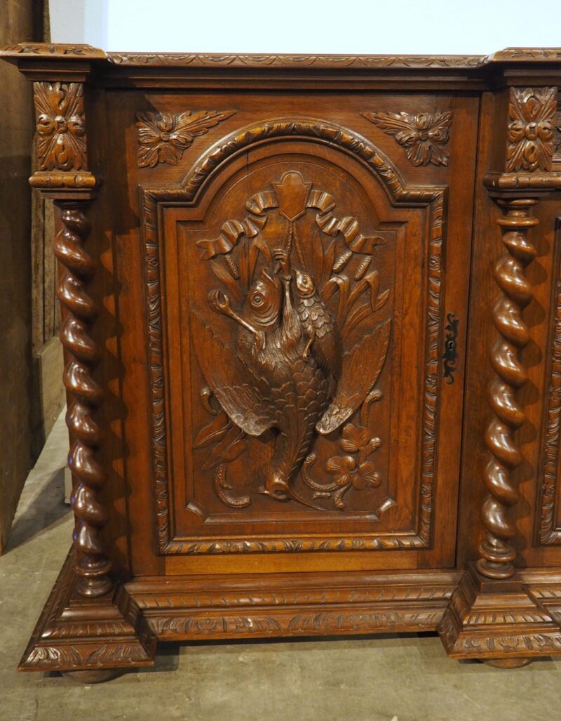 A Long Antique French Oak Hunting Lodge Buffet Enfilade, Circa 1890 - Image 7