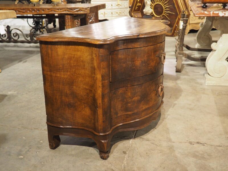 Unusual Antique French Walnut 2-Drawer Commode with Iron Pulls, 19th Century - Image 10